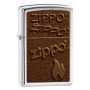 Zapalniczka benzynowa Zippo Logo Leather Image High Polish Chrome - 2